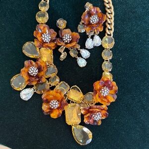 J. Crew Amber and Gold Floral Necklace